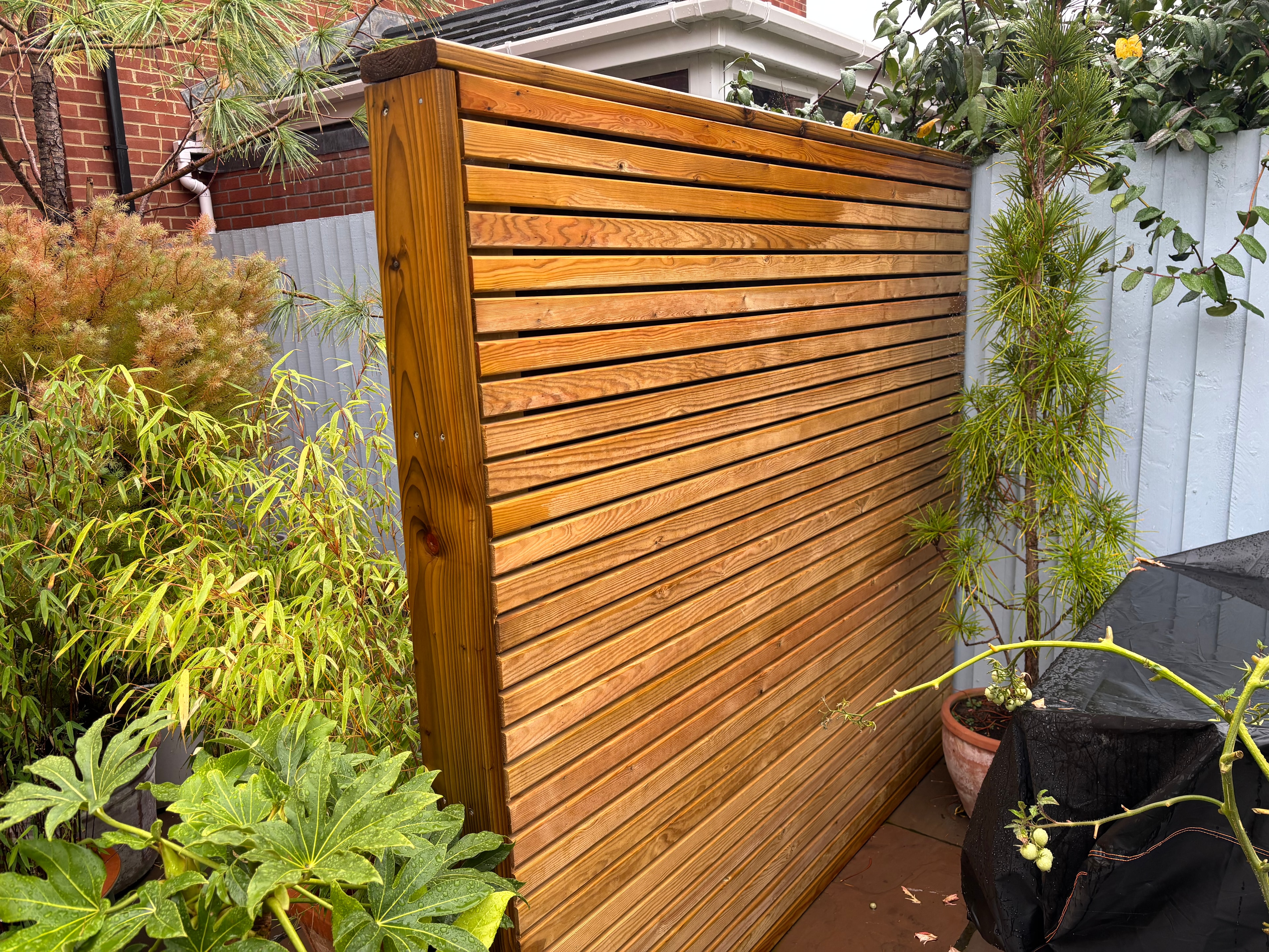 Bespoke timber slatted screen panel